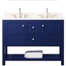 SUPREME WOOD Palisade 48 in. W x 22 in. D x 35.7 in. H Bath Vanity in Navy Blue with Quartz Vanity Top in White with White Basins