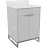 COSMO LIVING Leona 30 in. W x 22 in. D x 38 in. H Single Sink Bath Vanity in Gray with White Engineered Stone Composite Top