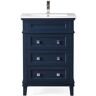 Felix 24 in. W x 18.5 in D. x 34.5 in. H Bathroom Vanity in Navy Blue with White Ceramic Top