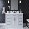 ARIEL Hepburn 43 in. W x 22 in. D x 36 in. H Bath Vanity in Grey with White Pure Quartz Vanity Top with White Basin