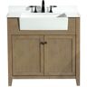 Ari Kitchen and Bath Sally 36 in. W x 20.5 in. D x 34.5 in. H Single Bath Vanity in Weathered Fir with White Engineered Stone Top with Basin