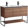 FINE FIXTURES Urbania 48 in. W x 18.5 in. D x 33.5 in. H Bath Vanity in Walnut with White Ceramic Vanity Top with White Basin