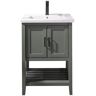 24 in. W x 18.5 in. D Vanity in Pewter Green with Ceramic Vanity Top in White with White Basin