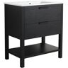 Modland Yunus 30 in. W. x 18 in. D x 33 in. H Single Sink Freestanding Bath Vanity in Black with White Ceramic Top