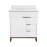 COSMO LIVING Leona 30 in. W x 22 in. D x 38 in. H Single Sink Bath Vanity in White with White Engineered Stone Composite Top