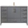 Altair Sutton 48 in. Bath Vanity in Gray with Carrara Marble Vanity Top in White with White Basin