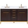 Benton Collection Beatrice 60 in. W x 22 in. D x 35 in. H Bathroom Vanity in Espresso Color with White Quartz Top