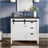 Eviva Dallas 36 in. W x 22 in. D x 34 in. H Bath Vanity in White with Black Granite Top with Black Sink