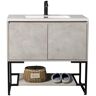 JimsMaison Allen 30 in. W x 19 in. D x 35 in. H Bathroom Vanity Side Cabinet in Cement Grey with White Solid Top