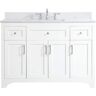 Simply Living 48 in. W x 22 in. D x 34 in. H Bath Vanity in White with Calacatta White Engineered Marble Top