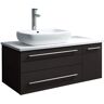 Fresca Lucera 36 in. W Wall Hung Bath Vanity in Espresso with Quartz Stone Vanity Top in White with White Basin