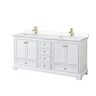 Wyndham Collection Deborah 72 in. W x 22 in. D x 35 in. H Double Sink Bath Vanity in White with White Cultured Marble Top