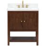 Avanity Zoe 31 in. W x 22 in. D x 35 in. H Single sink Bath Vanity Combo in Walnut finish with Calacatta White Quartz Top