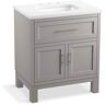 KOHLER Quo 30 in. W x 21 in. D x 36 in. H Single Sink Freestanding Bath Vanity in Mohair Grey with Pure White Quartz Top