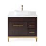 Benton Collection Beatrice 36 in. W x 22 in. D x 35.50 in. H Vessel Sink Style Bathroom Vanity in Espresso Color with White Quartz Top