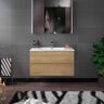 WOODBRIDGE NJ 36 in. W x 19 in. D x 21 in. H Single Sink Floating Bath Vanity in Natural Oak with White Resin Top