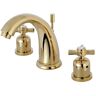 Kingston Kaiser Cross 8 in. Widespread 2-Handle Mid-Arc Bathroom Faucet in Polished Brass