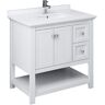 Fresca Manchester 36 in. W Bathroom Vanity in White with Quartz Stone Vanity Top in White with White Basin