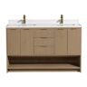 Ari Kitchen and Bath San Diego 55 in. W x 22 in. D x 34.5 in. H Single Bath Vanity in Oak Gray with Stone Top in White with White Basin