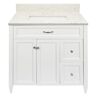 Amluxx Verona 37 in. W x 22 in. D x 36 in. H Bath Vanity in White with Quartz Stone Vanity Top in Lyra White with White Basin