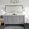 Eviva Aberdeen 72 in. W x 22 in. D x 34 in. H Double Bath Vanity in Gray with White Carrara Marble Top with White Sinks