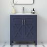 HOMEVY STUDIO Silvia 30.25 in. W x 18.5 in. D x 35 in. H Single Sink Freestanding Bath Vanity in Marine Blue with White Ceramic Top