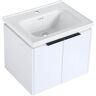 FUNKOL 24 in. W Modern Elegant Floating Wall Mounted Bathroom Vanity with 1-White Ceramic Sink, Soft Close Doors, in White