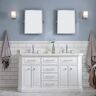 Water Creation Palace 60 in. W Bath Vanity in Pure White In Quartz Vanity Top withWhite Basin and Chrome F2-12 Faucet