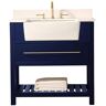 SUPREME WOOD Williamson 36 in. W x 22 in. D x 35.7 in. H Bath Vanity in Navy Blue with White Quartz Vanity Top with White Basin