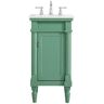 Timeless Home 18.5 in. W Bath Vanity in Vintage Mint with Marble Vanity Top in White and Brown Vein with White Basin