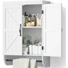 Dracelo 23.22 in. W x 9.25 in. D x 33.85 in. H White 2-Door Bathroom Wall Cabinet with Adjustable Shelf and Tower Bar