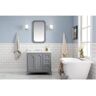 Water Creation Queen 36 in. Bath Vanity in Cashmere Grey with Quartz Carrara Vanity Top with Ceramics White Basins and Faucet