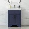 HOMEVY STUDIO Agnea 24 in. W x 21 in. D x 35 in. H Single Sink Freestanding Bath Vanity in Marine Blue with White Quartz Top