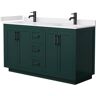 Wyndham Collection Miranda 60 in. W x 22 in. D x 33.75 in. H Double Bath Vanity in Green with White Cultured Marble Top