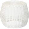 HOUSEHOLD ESSENTIALS White 8 in. Round Resin Drum End Table with Durable Construction and Elegant Finish