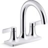 KOHLER Venza 4 in. Centerset Double Handle Bathroom Faucet in Polished Chrome