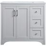 Timeless Home 36 in. W x 22 in. D x 34 in. H Single Bathroom Vanity in Grey with Calacatta Engineered Stone