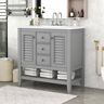 Staykiwi 36 in. W x 18.03 in. D x 34.38 in. H Freestanding Bath Vanity in Grey with White Ceramic Top