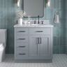 ARIEL Hepburn 37 in. W x 22 in. D x 36 in. H Bath Vanity in Grey with Carrara Marble Vanity Top in White with White Basin