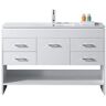 Virtu USA Gloria 48 in. W Bath Vanity in White with Ceramic Vanity Top in Slim White Ceramic with Square Basin