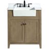 Ari Kitchen and Bath Sally 30 in W x 20.5 in D x 34.5 H Single Bath Vanity in Weathered Fir with White Engineered Stone Top with White basin