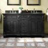 OVE Decors Essex 60 in. W x 21 in. D x 34 in. H Double Sink Bath Vanity in Antique Black with Black Granite Top