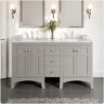 Eviva New Jersey 72 in. W x 22 in. D x 34 in. H Freestanding Double Sinks Bath Vanity in Gray with White Carrara Marble Top