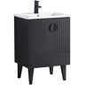 FINE FIXTURES Venezian 24 in. W x 18.11 in. D x 33 in. H Bathroom Vanity Side Cabinet in Black Matte with White Ceramic Top