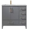 Altair Sutton 36 in. Bath Vanity in Gray with Carrara Marble Vanity Top in White with White Basin