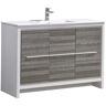 Fresca Allier Rio 48 in. Modern Bathroom Vanity in Ash Gray with Ceramic Vanity Top in White