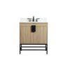 Simply Living 30 in. W x 19 in. D x 33.5 in. H Bath Vanity in Mango Wood with Ivory White Engineered Marble Top