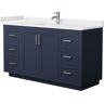 Wyndham Collection Miranda 60 in. W Single Bath Vanity in Dark Blue with Cultured Marble Vanity Top in White with White Basin