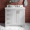 ARIEL Taylor 37 in. W x 22 in. D x 36 in. H Freestanding Bath Vanity in Grey with Pure White Quartz Top