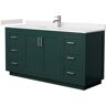 Wyndham Collection Miranda 66 in. W x 22 in. D x 33.75 in. H Single Bath Vanity in Green with Carrara Cultured Marble Top